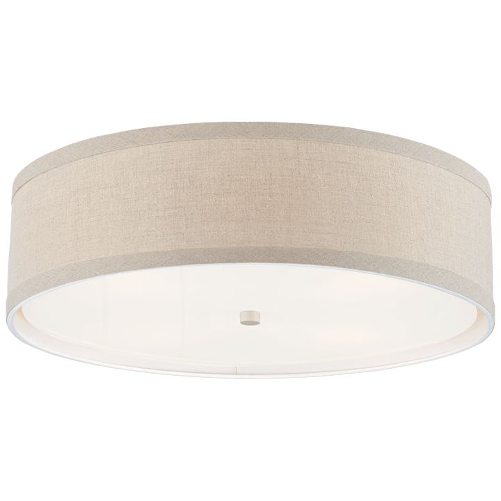 Walker Large Flush Mount in Light Cream with Natural Linen Shade