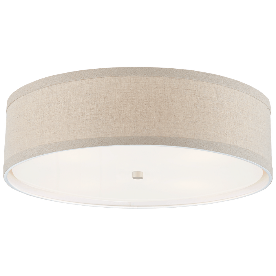 Walker Large Flush Mount in Light Cream with Natural Linen Shade