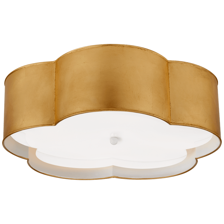 Bryce Large Flower Flush Mount in Gild and White with Frosted Acrylic