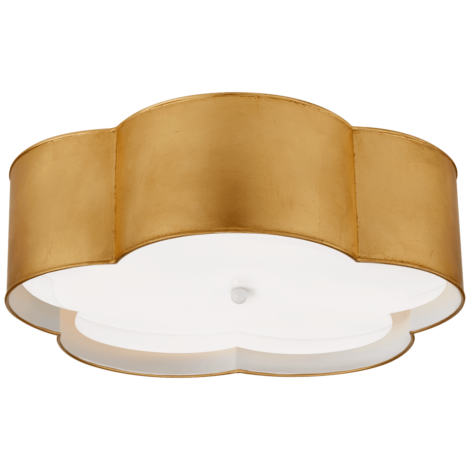 Bryce Large Flower Flush Mount in Gild and White with Frosted Acrylic