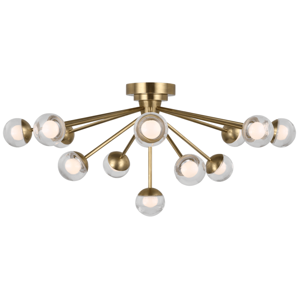 Alloway 30" Flush Mount in Soft Brass with Clear Glass