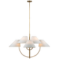 Kinsley Large Two-Tier Chandelier in Soft Brass with Linen Shades