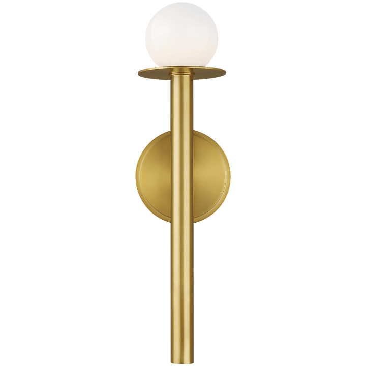 Nodes Sconce in Burnished Brass with White Glass