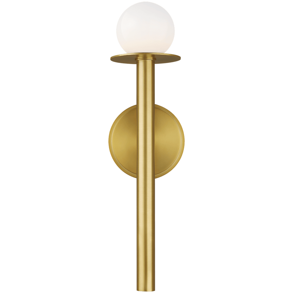 Nodes Sconce in Burnished Brass with White Glass