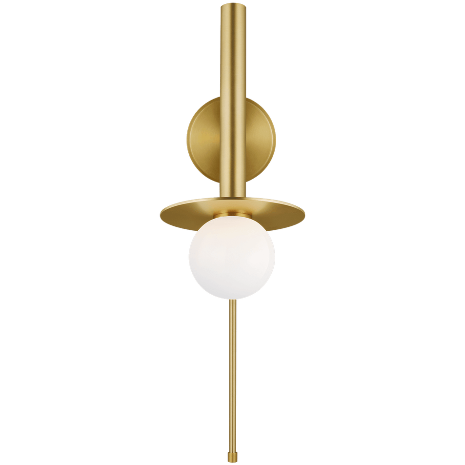 Nodes Pivot Sconce in Burnished Brass with White Glass