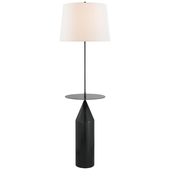 Zephyr Large Floor Light in Aged Iron with Linen Shade