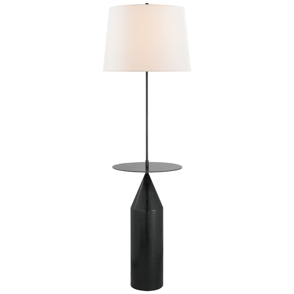 Zephyr Large Floor Light in Aged Iron with Linen Shade