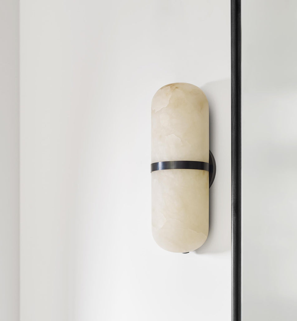 Melange Pill Form Sconce in Bronze with Alabaster
