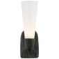 Utopia Small Single Bath Sconce in Aged Iron with White Glass