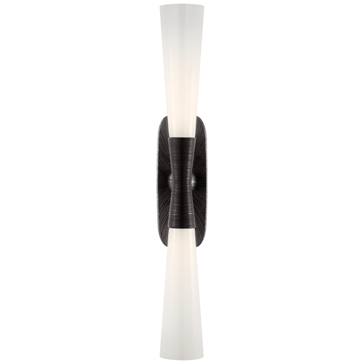 Utopia 32" Double Bath Sconce in Aged Iron with White Glass