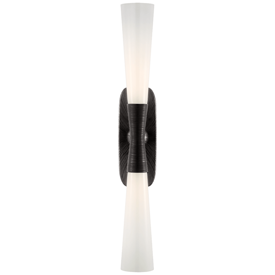 Utopia 32" Double Bath Sconce in Aged Iron with White Glass