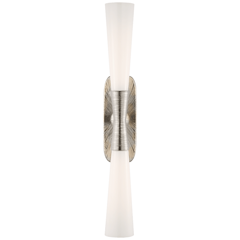 Utopia 32" Double Bath Sconce in Polished Nickel with White Glass