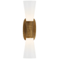 Utopia Small Double Bath Sconce in Gild with White Glass