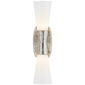 Utopia Small Double Bath Sconce in Polished Nickel with White Glass