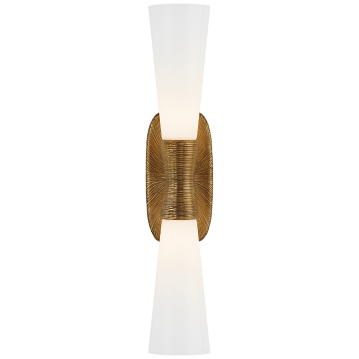 Utopia Large Double Bath Sconce in Gild with White Glass