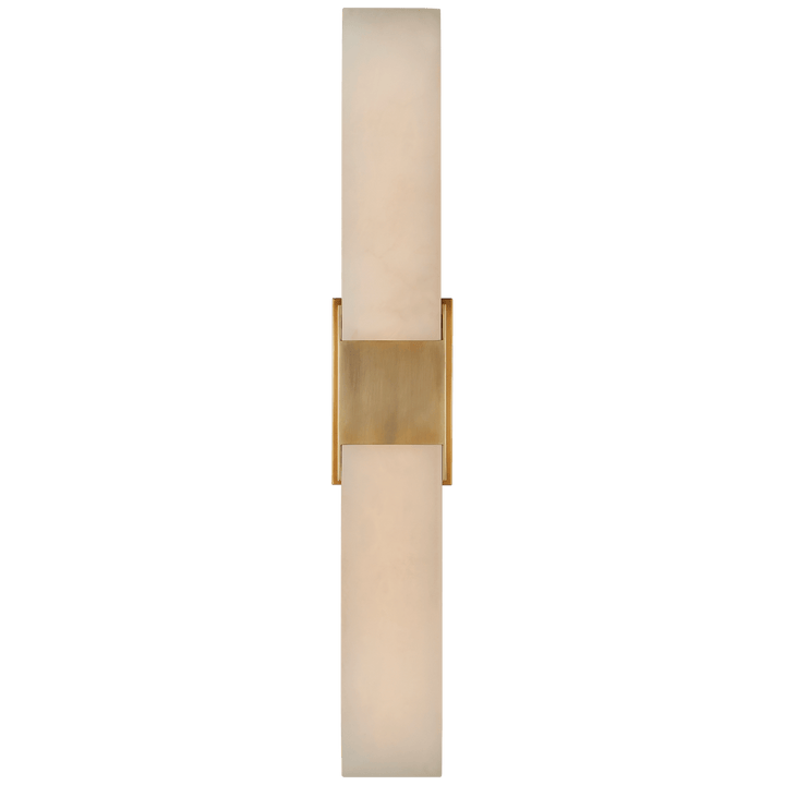 Covet Double Box Sconce in Antique-Burnished Brass with Alabaster