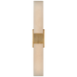 Covet Double Box Sconce in Antique-Burnished Brass with Alabaster