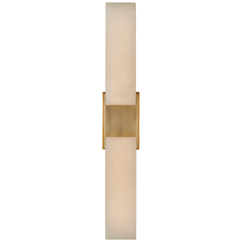 Covet Double Box Sconce in Antique-Burnished Brass with Alabaster