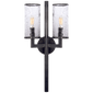 Liaison Double Sconce in Bronze with Crackle Glass