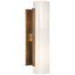 Precision Cylinder Sconce in Antique-Burnished Brass with White Glass