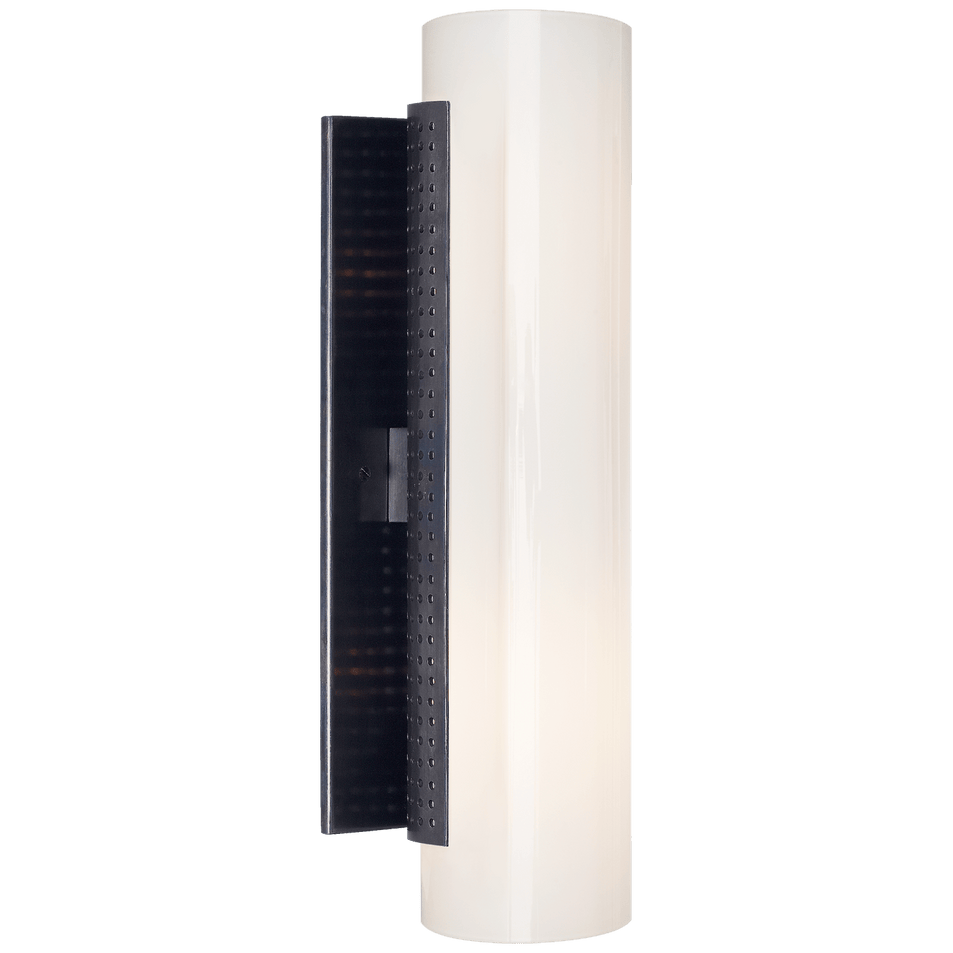 Precision Cylinder Sconce in Bronze with White Glass
