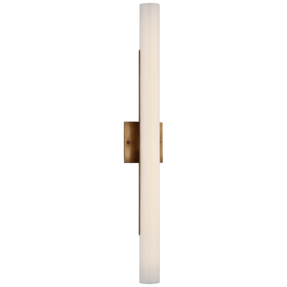 Precision 28" Bath Light in Antique-Burnished Brass with White Glass