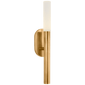 Rousseau Small Bath Sconce in Antique-Burnished Brass with Etched Crystal