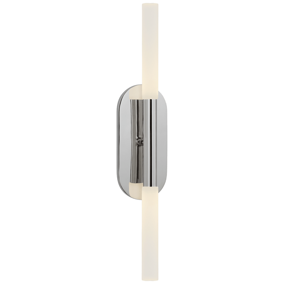 Rousseau Medium Vanity Sconce in Polished Nickel with Etched Crystal