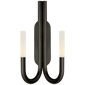 Rousseau Double Wall Sconce in Bronze with Etched Crystal