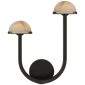 Pedra 15" Asymetrical Left Sconce in Bronze with Alabaster