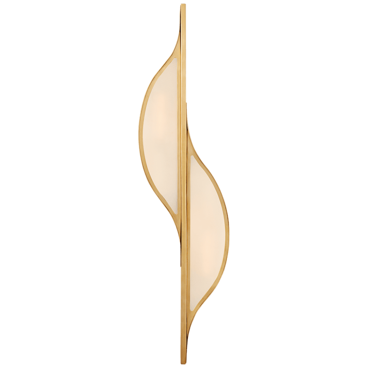Avant Large Curved Sconce in Antique-Burnished Brass with Frosted Glass