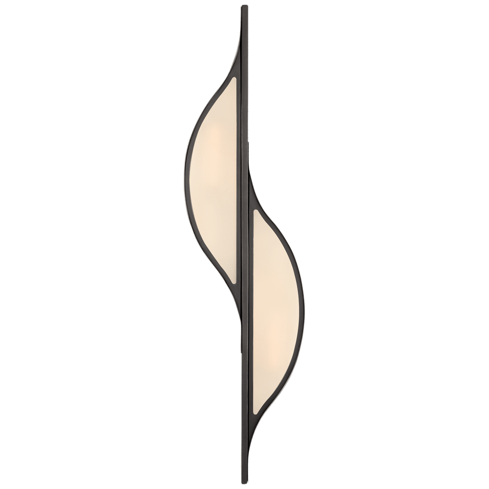 Avant Large Curved Sconce in Bronze with Frosted Glass