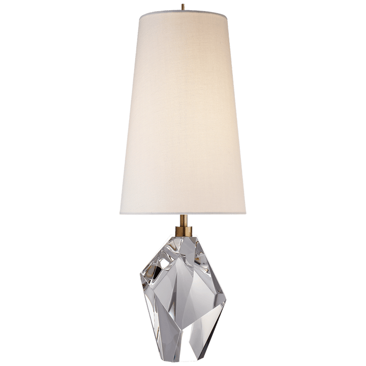 Halcyon Accent Table Lamp in Quartz with Antique Brass Shade
