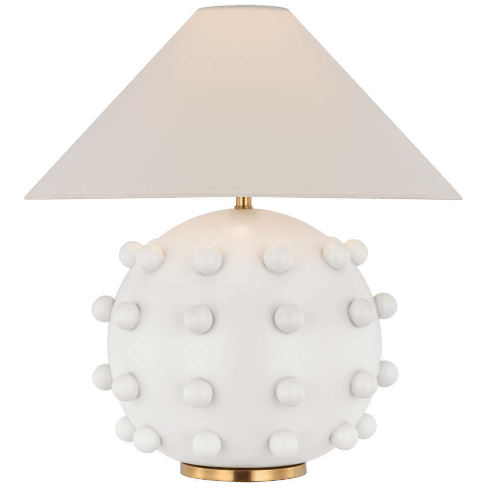 Linden Medium Orb Table Lamp in Plaster White with Linen Shade