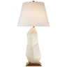 Bayliss Table Lamp in White Leather Ceramic with Linen Shade