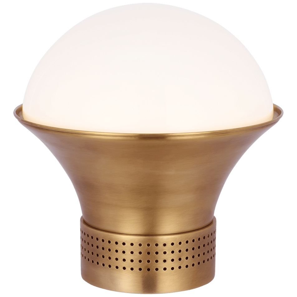 Precision Medium Table Lantern in Antique-Burnished Brass with White Glass