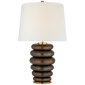 Phoebe Stacked Table Lamp in Crystal Bronze with Linen Shade
