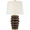 Phoebe Stacked Table Lamp in Crystal Bronze with Linen Shade