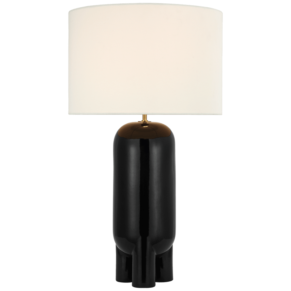 Chalon Large Table Lamp in Matte Black with Linen Shade
