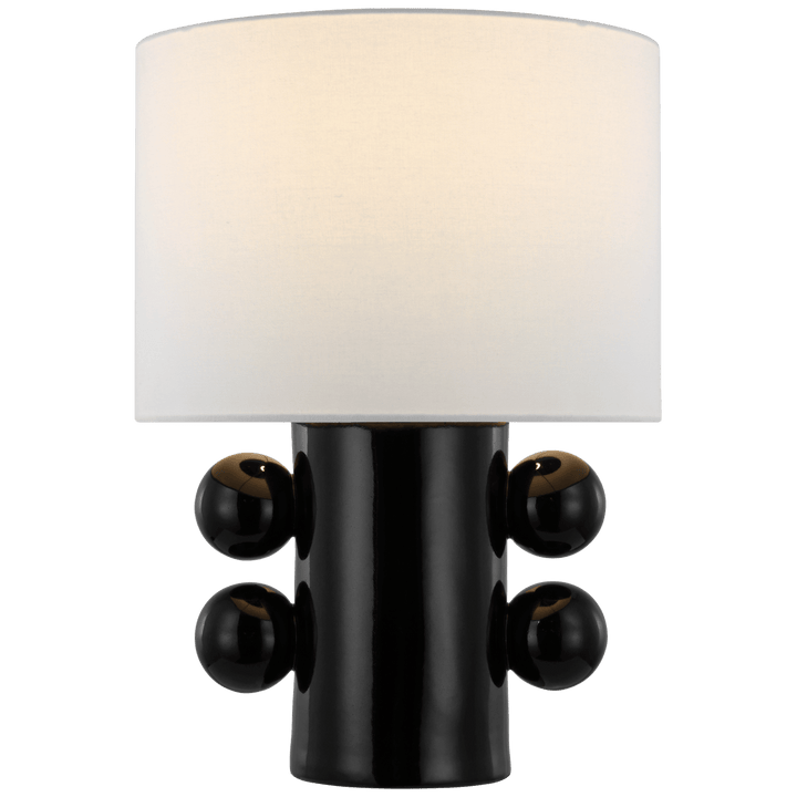 Tiglia Low Table Lamp in Black with Linen Shade