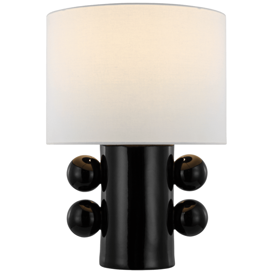 Tiglia Low Table Lamp in Black with Linen Shade