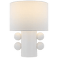 Tiglia Low Table Lamp in Plaster White with Linen Shade