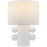 Tiglia Low Table Lamp in Plaster White with Linen Shade