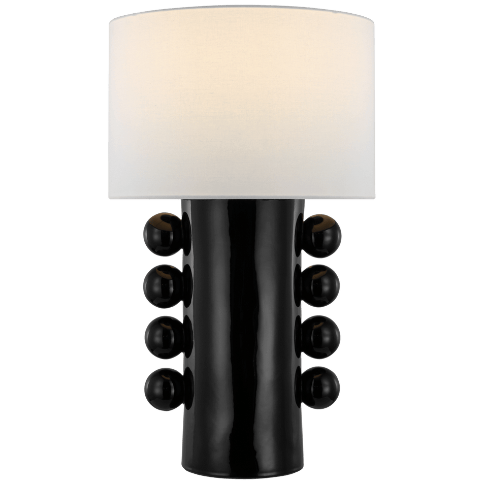 Tiglia Tall Table Lamp in Black with Linen Shade