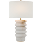 Onda Medium Table Lamp in Alabaster with Linen Shade