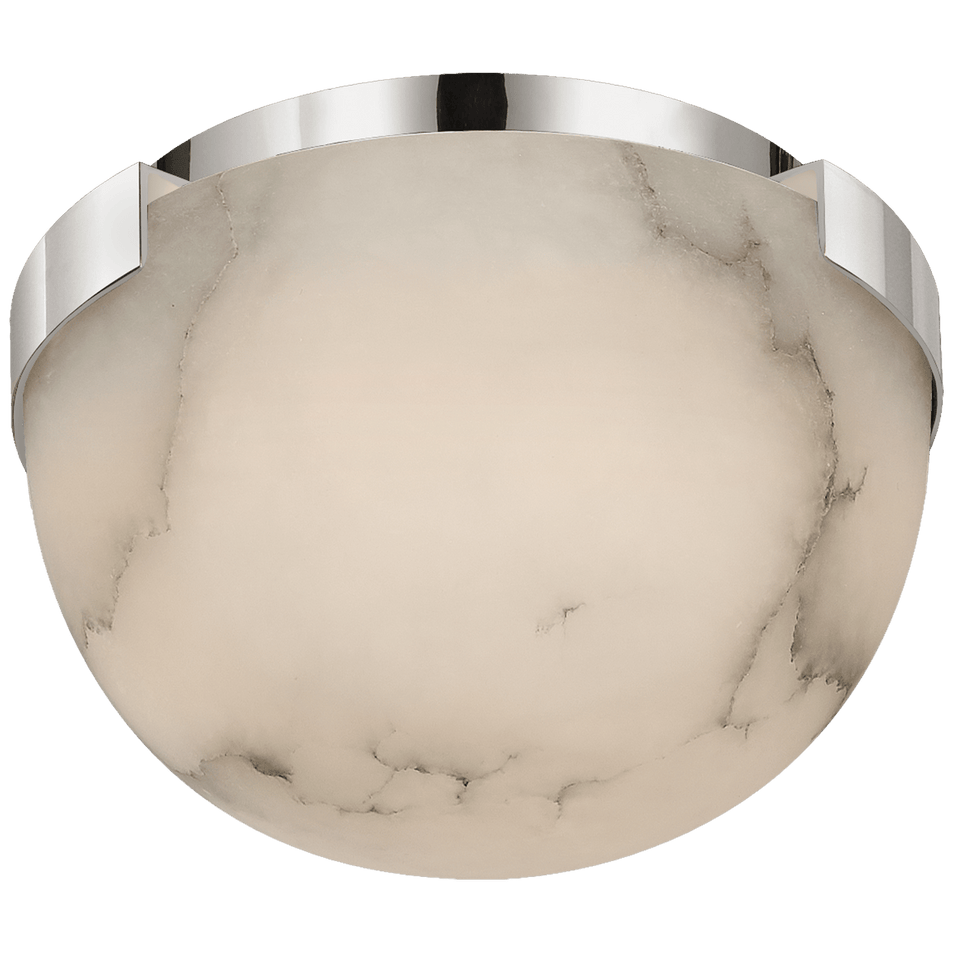 Melange 5" Solitaire Flush Mount in Polished Nickel with Alabaster Shade