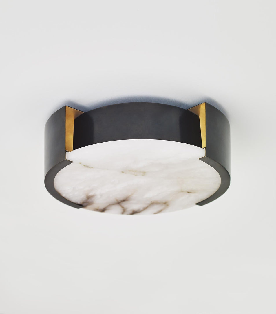 Melange Small Flush Mount in Bronze with Alabaster