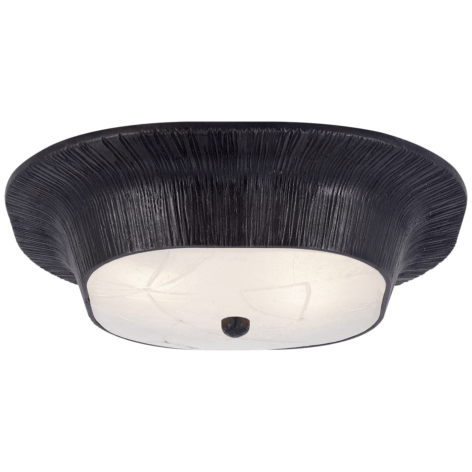 Utopia Round Flush Mount in Aged Iron with Fractured Glass