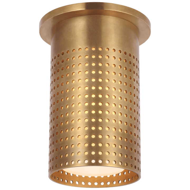 Precision Short Monopoint Flush Mount in Antique-Burnished Brass with White Glass