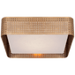 Precision Large Square Flush Mount in Antique-Burnished Brass with Clouded Glass